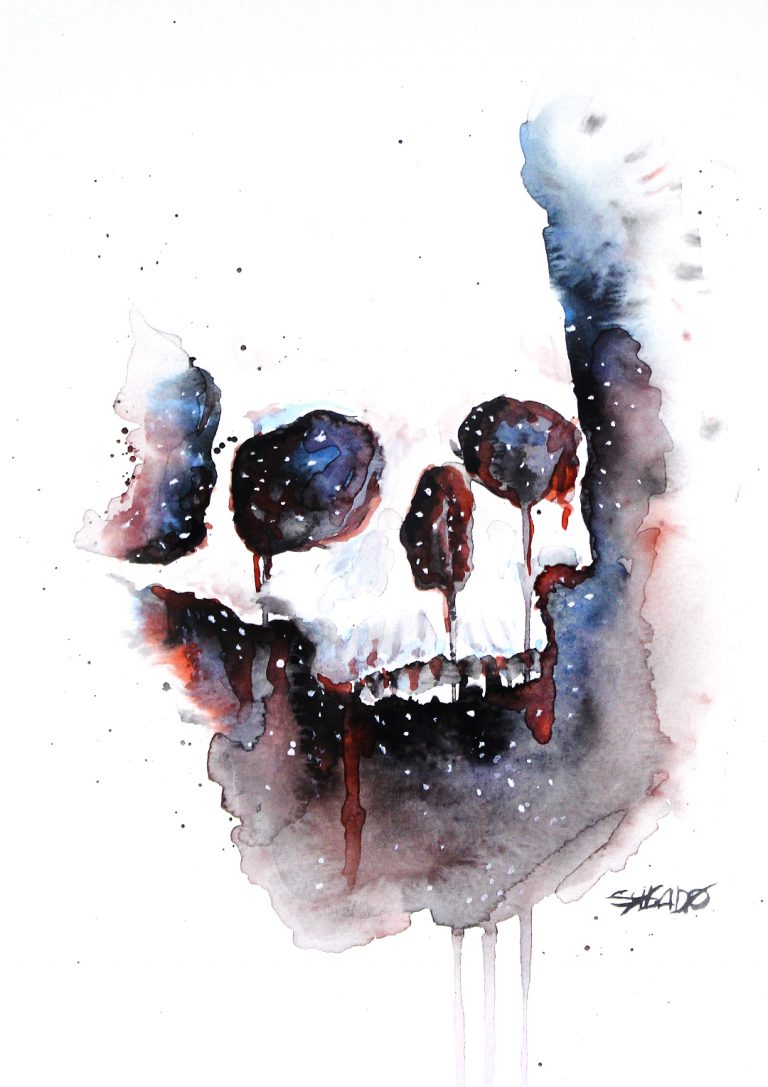 Caveira Cósmica, aquarela