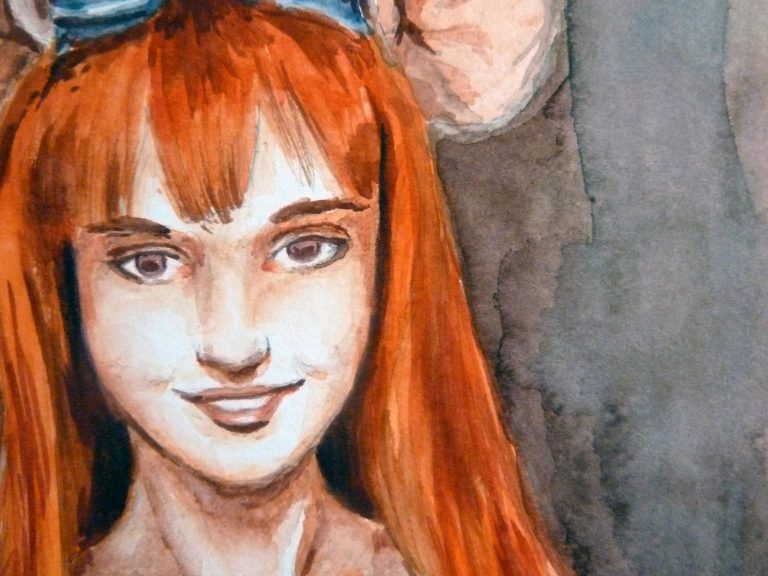 Suicide Girl, retrato em aquarela de modelo